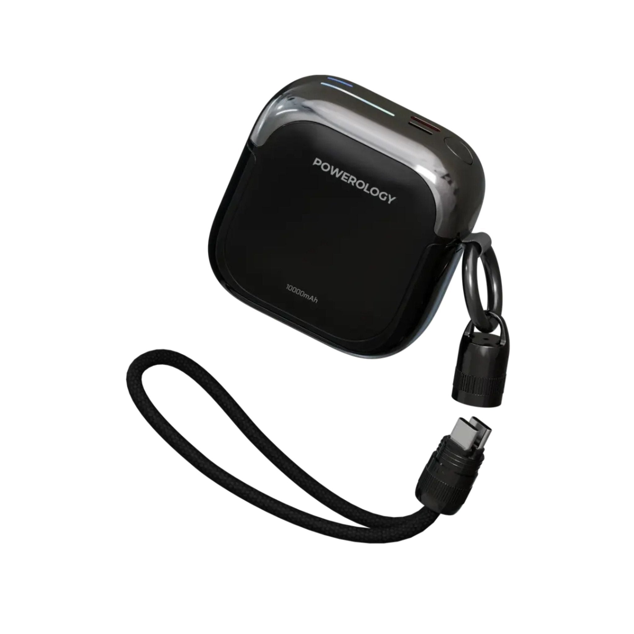 Powerology Bahamas 10000mAh Power Bank PD20W with USB-C Cable- Black
